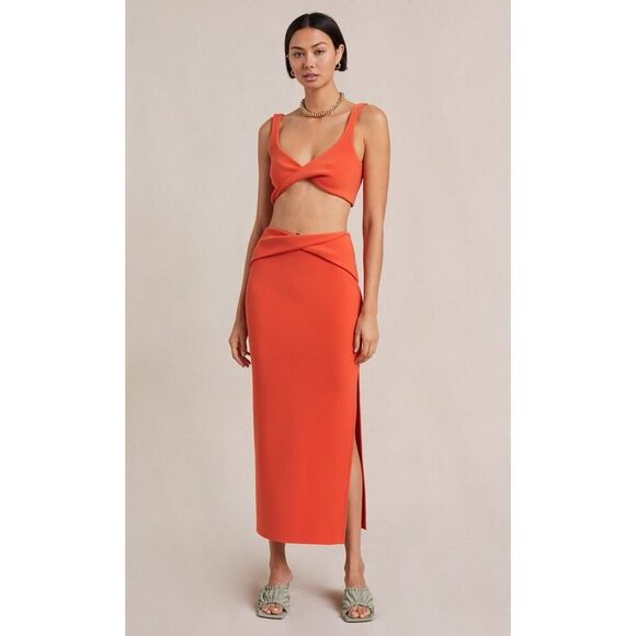 BEC & BRIDGE CLOVER TOP & MIDI SKIRT SET NECTARINE ORANGE SIZE 12 NEW - Picture 1 of 12